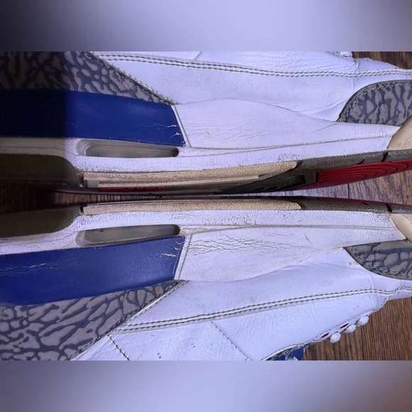 Nike Air Jordan 3 Retro OG "True Blue" in white leather Size 13 - Picture 7 of 11